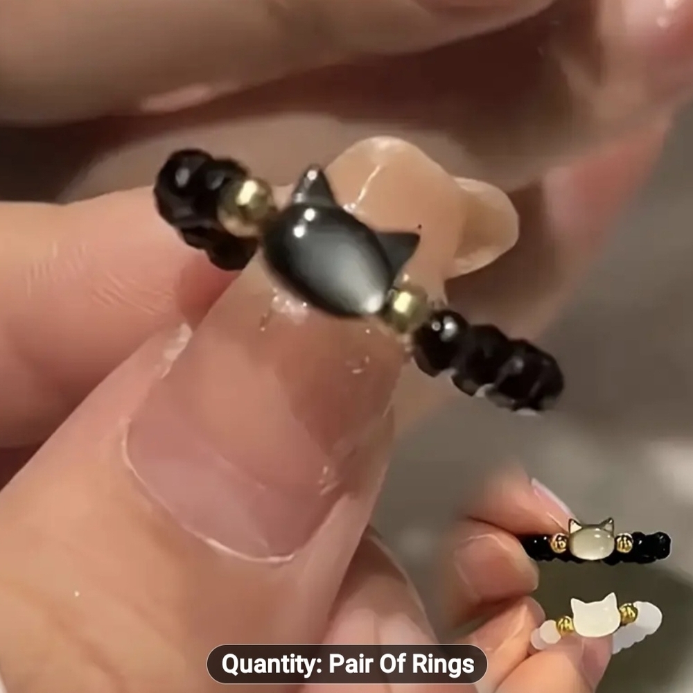 🖤🖤NEW🖤🖤 PRETTY!! Obsidian Stretch Cat Ring